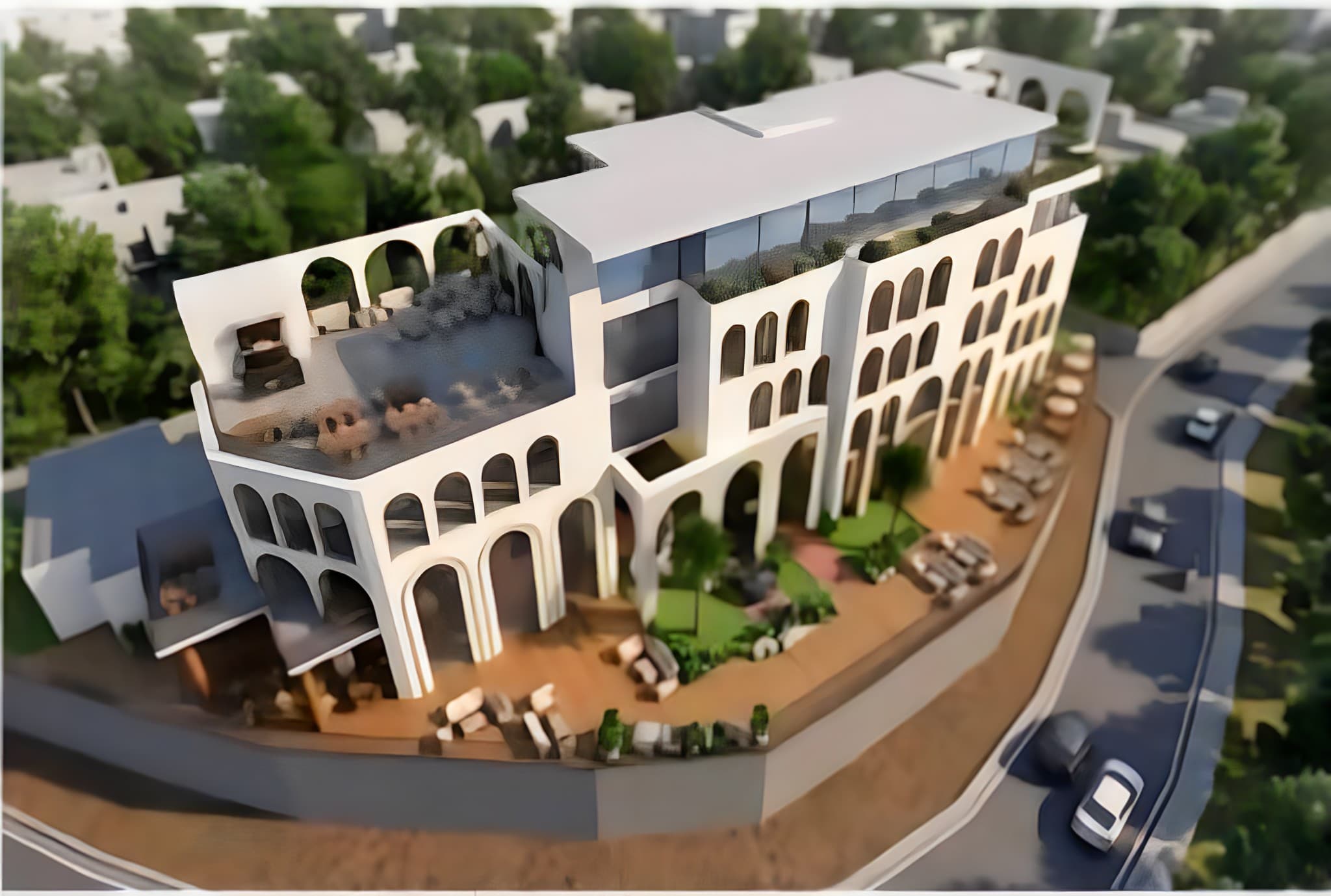Aerial render of the Social Hub Bar & Restaurant project