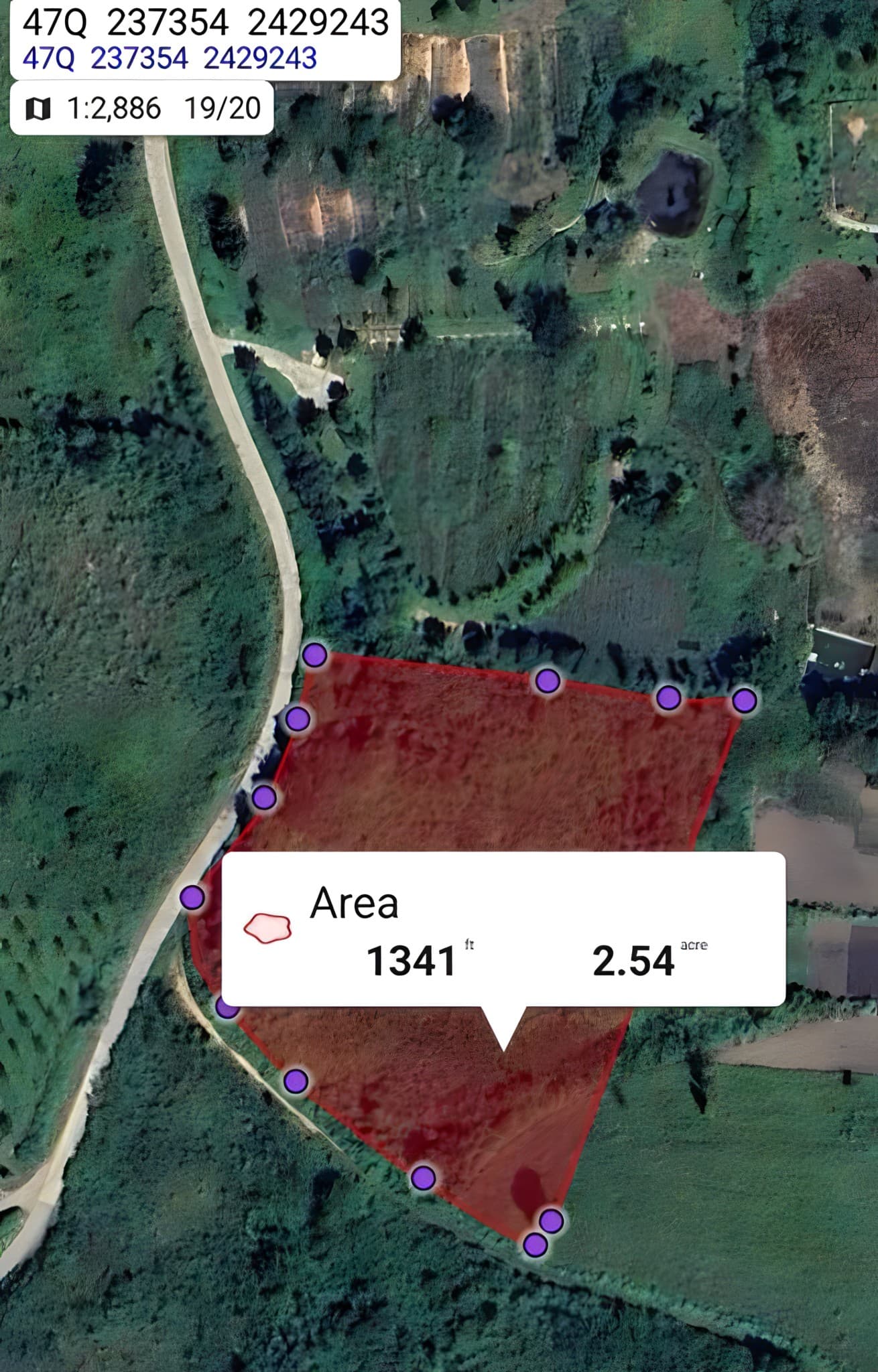 Aerial map of the Nyaung Ni project plot with area outline