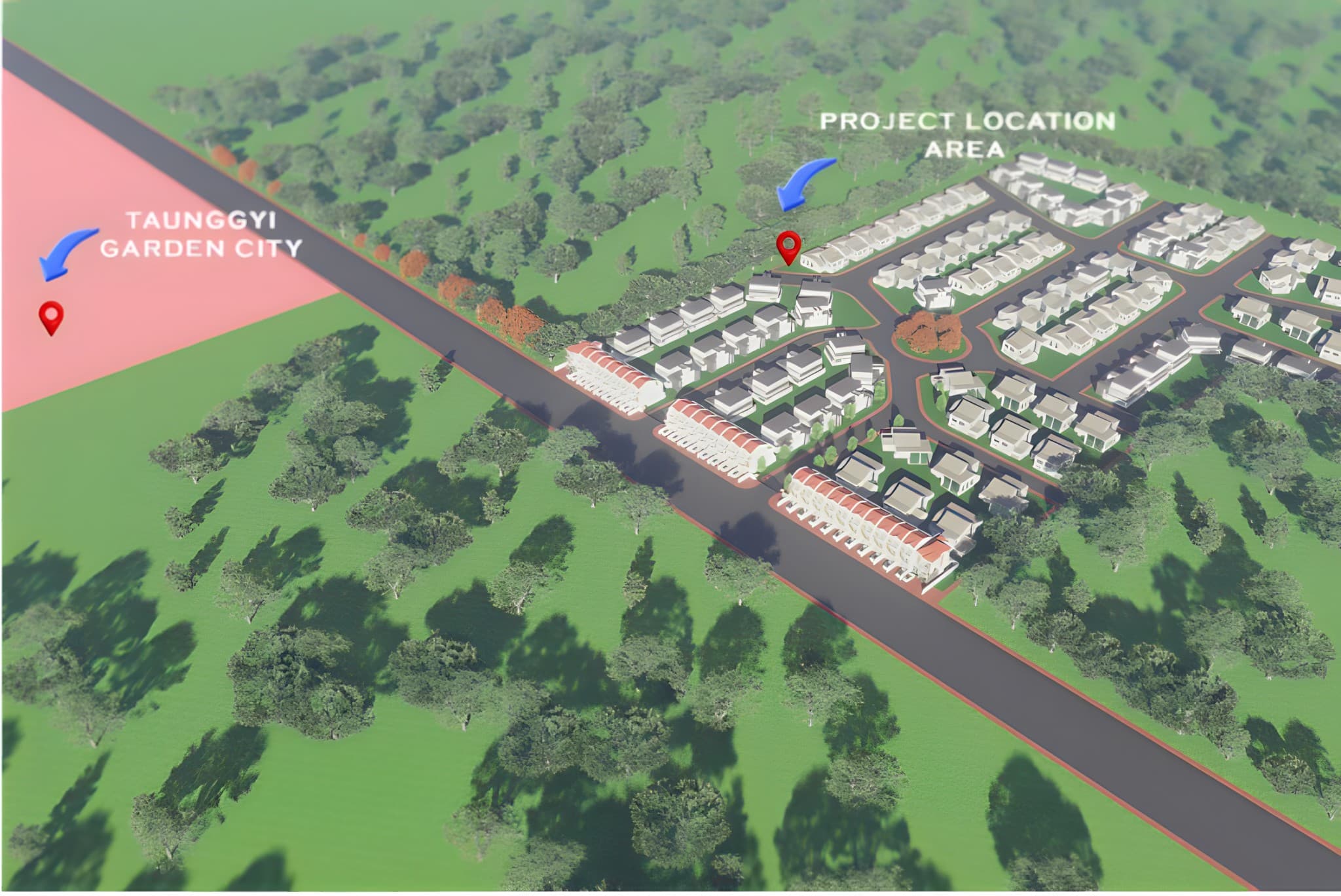 Aerial map of the Taunggyi Garden City project location